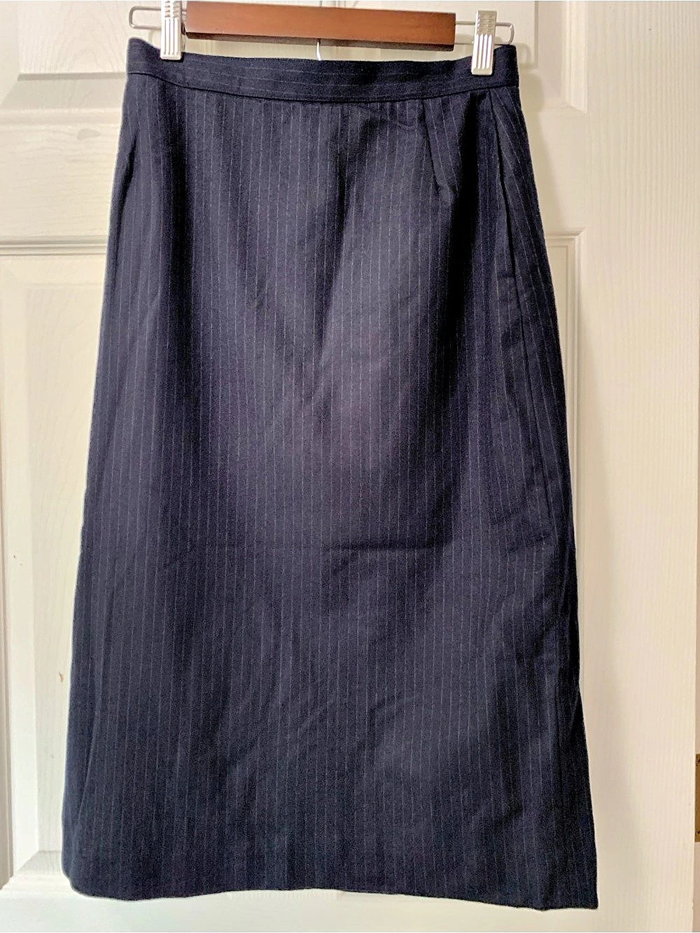 Prophecy Pinstripe 100 % Wool Midi Skirt Size 10 Made In U.S.A.